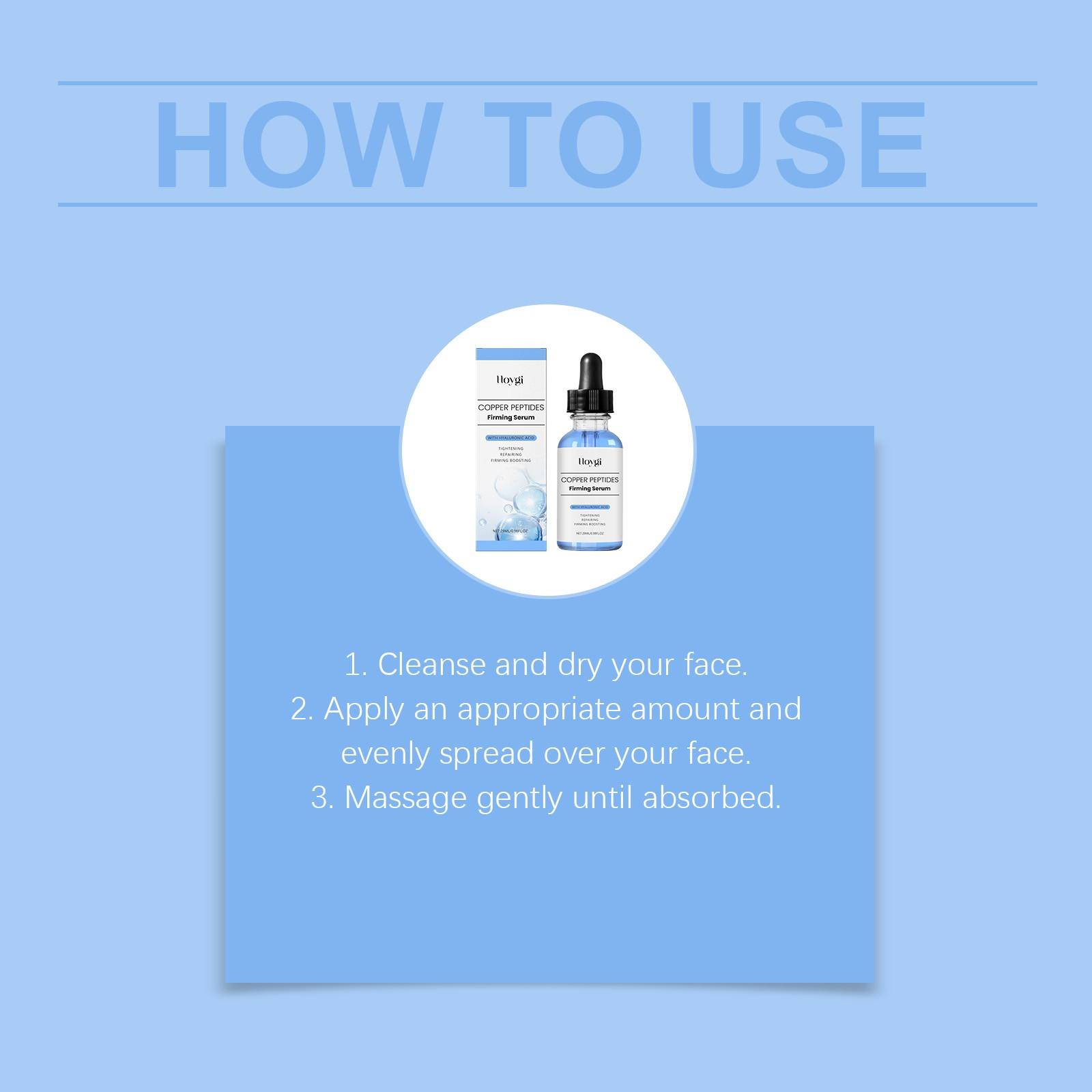 Copper peptide facial moisturizing essence, containing hyaluronic acid, 30ml moisturizing, firming, smoothing and brightening essence, makes skin smooth and young, suitable for all skin types