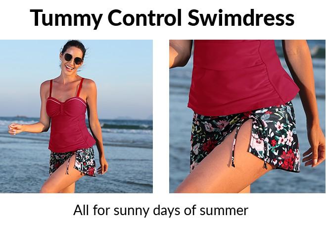 Yonique Womens Underwire Tankini Swimsuits with Skirt Two Piece Bathing Suits Tummy Control Swimwear