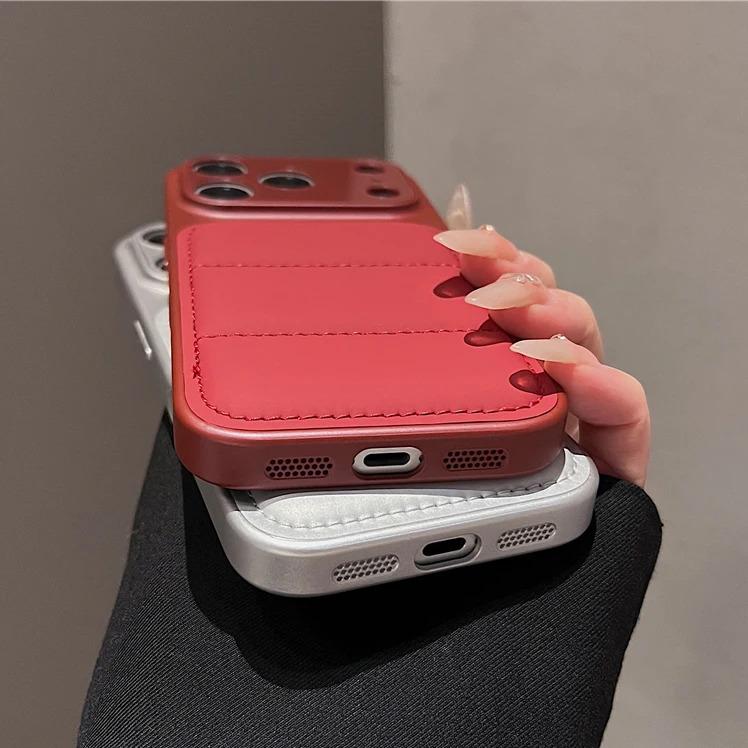 Luxury Down Jacket Phone Case for iPhone 17 16 15 14 13 Pro Max 16Pro 17Pro Shockproof 2-IN-1 Armor Bumper Large Window Cover