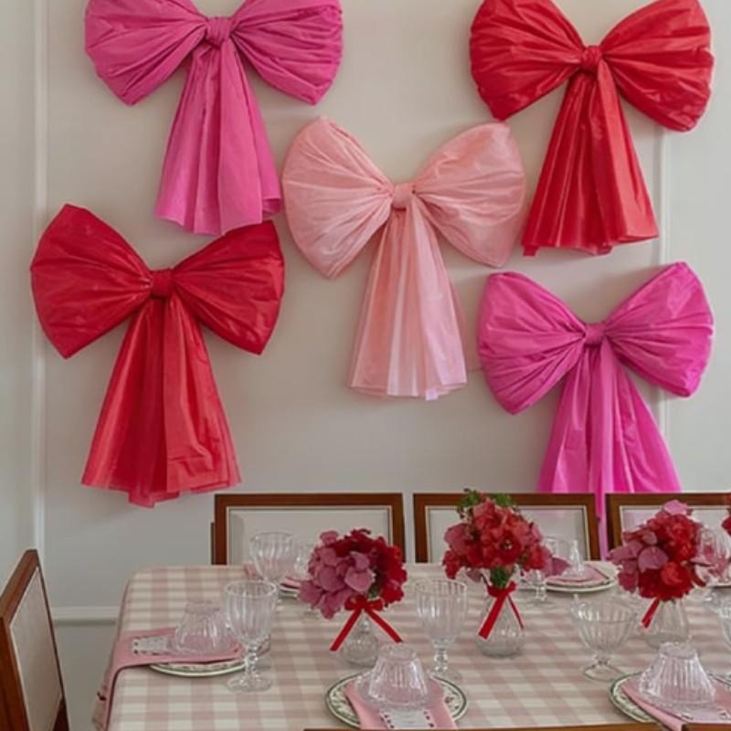 Valentine's Day DIY Decoration Set, Giant Wall Bow Decorations, Hanging Butterfly Knots for Home, Bedroom, Kitchen, Party, Office, Home Decor Ornaments