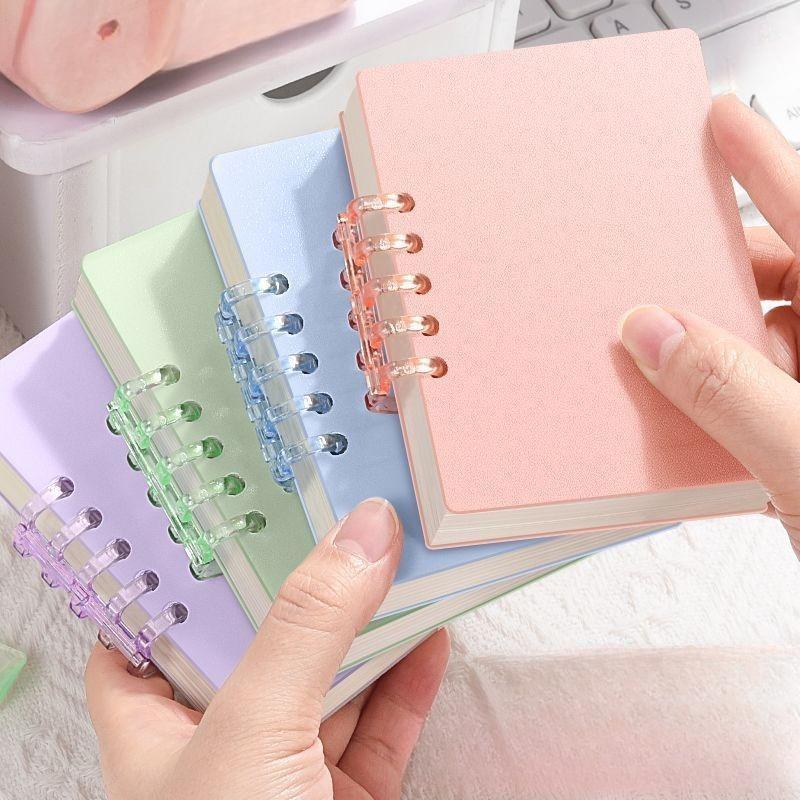 A7 Morandi Solid Color Notebook, 80 Sheets Per Book, Detachable Ring Binder, Replaceable Pages, Compact Pocket Size, Ideal for Notes and Plans