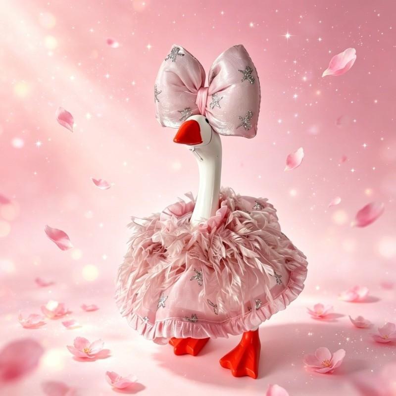 Princess Goose Set with Star Bow and Feather Tutu, Perfect for 7-Inch Gooses, Includes No Statue, Ideal for Decorative Use