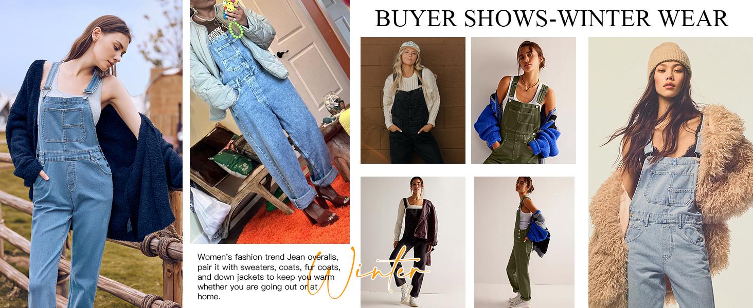 Danedvi Women's Casual Denim Overalls Adjustable Straps Jeans Pants Jumpsuits with Pockets