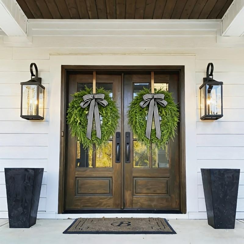 Summer Fern Water Grass Wreath, All-Season Decor, Featuring Water Grass, Cypress Leaves, Bow, Wall Decoration, Front Door Wreath