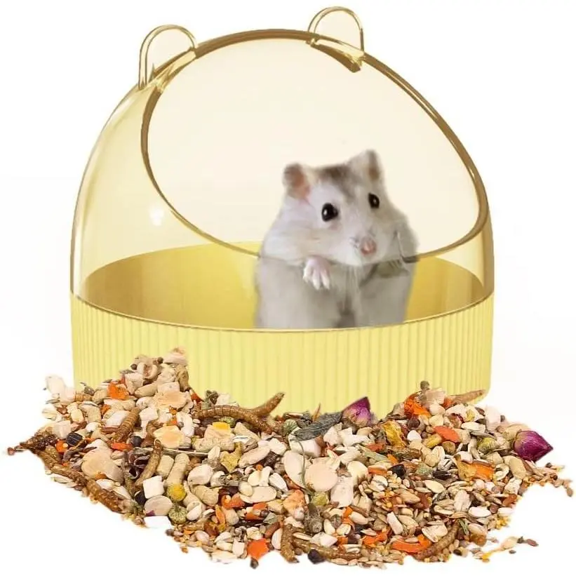 Cute Hamster Food Bowl Hedgehog Dish for Dwarf Hamsters Syrian Hamsters Gerbils Mice Rats Small Animals Yellow