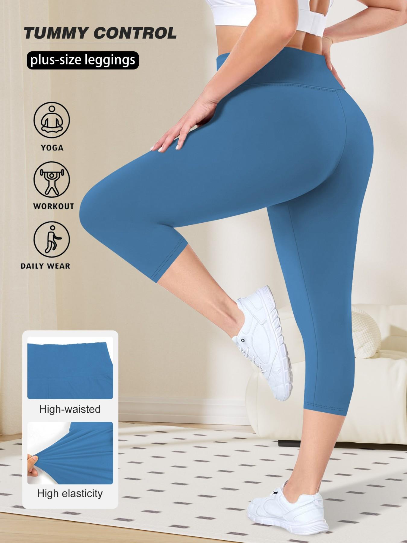 Women's High Waist Elastic Plus Size Tight Pants, Casual Fashion Seven-Quarter Pants, Comfortable Summer Daily Wear, Tummy Control Leggings