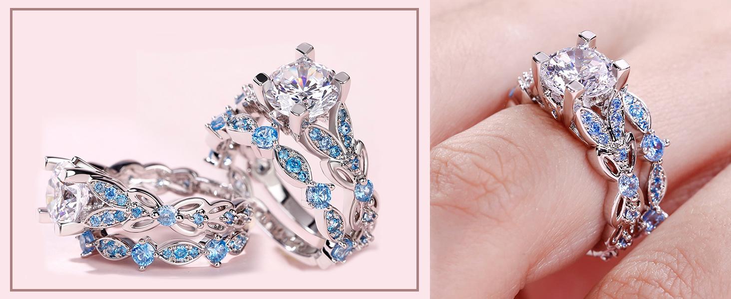 Jeulia 4.3 Carat Personalized Sterling Silver Butterfly Rings for Women Purple Amethyst Bridal Round Cut Wedding Engagement Eternity Valentine's Promise Ring Sterling Silver Zircon