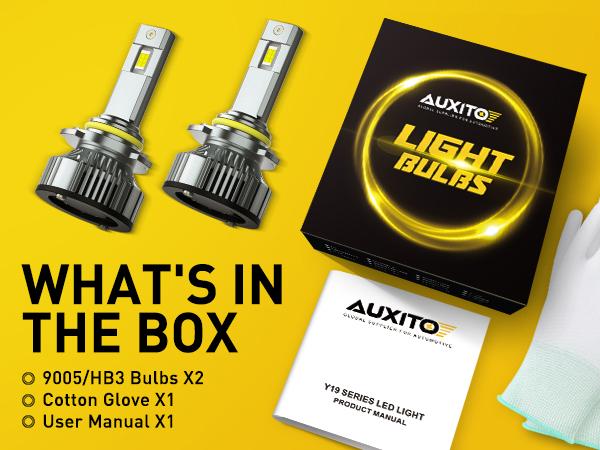 AUXITO 9005 Headlight Bulbs, 6500K White, 40000LM 1000% Brighter 9005 LED Bulb for High Beam Low Beam,9005/HB-3/HB3u Fog Light Replacement, Pack of 2