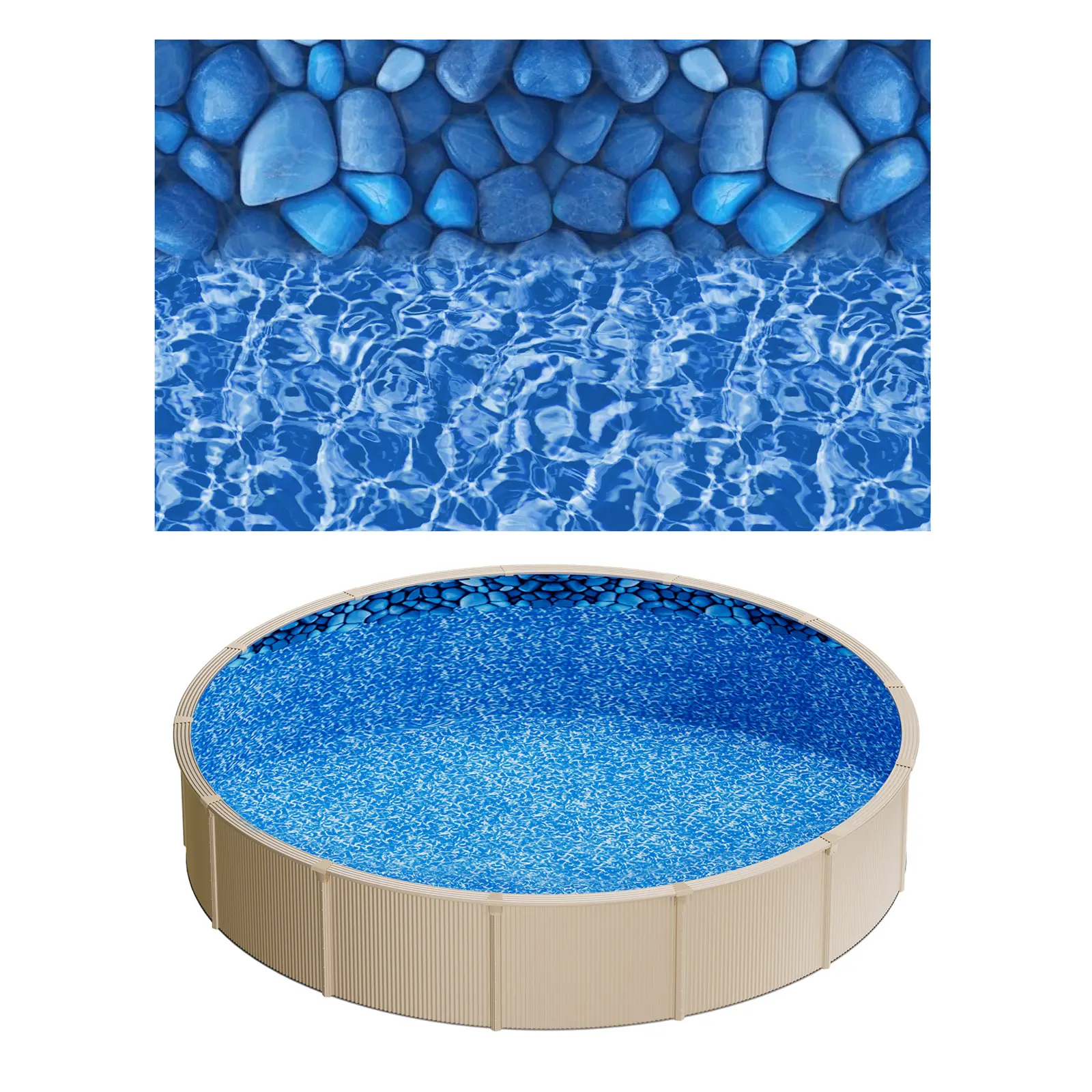 24ft Pool Liner, Round Overlap Swimming Pool Liner for 52 in Wall Height, Premium Vinyl, Easy Install with Leak-Proof Patches, Designed for Steel Sided Above-Ground, Outdoor, Boulder Swirl