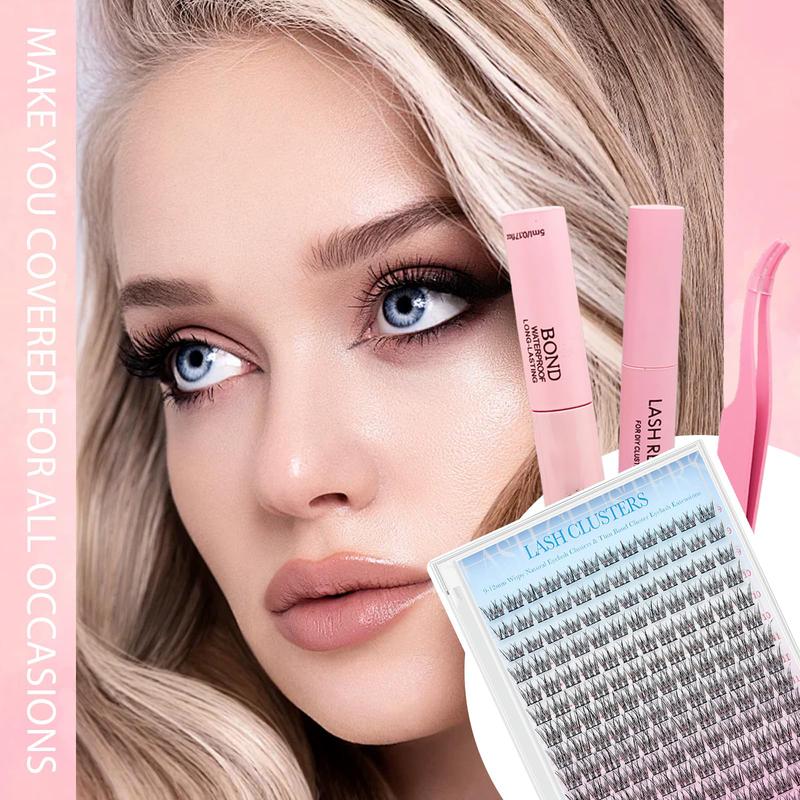 Natural Lash Extension Kit 168Pcs Eyelash Extensions Kit Individual LashesExtensions withLash Bond & Seal & Tweezersfor Beginners cluster applicator makeupcosmetic cosmetic Gentle eyelashes &adhesives 0.05mm cluster kit volume eyelash cluster