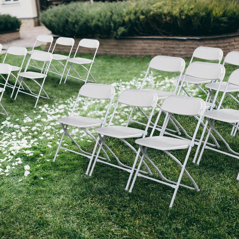 4/6/10 Pack High-Quality Plastic Folding Chairs with Steel Frame - White & Black, 350lb Capacity, Ideal for Indoor/Outdoor Events, Office, Wedding, Party, Picnic, and Kitchen Dining