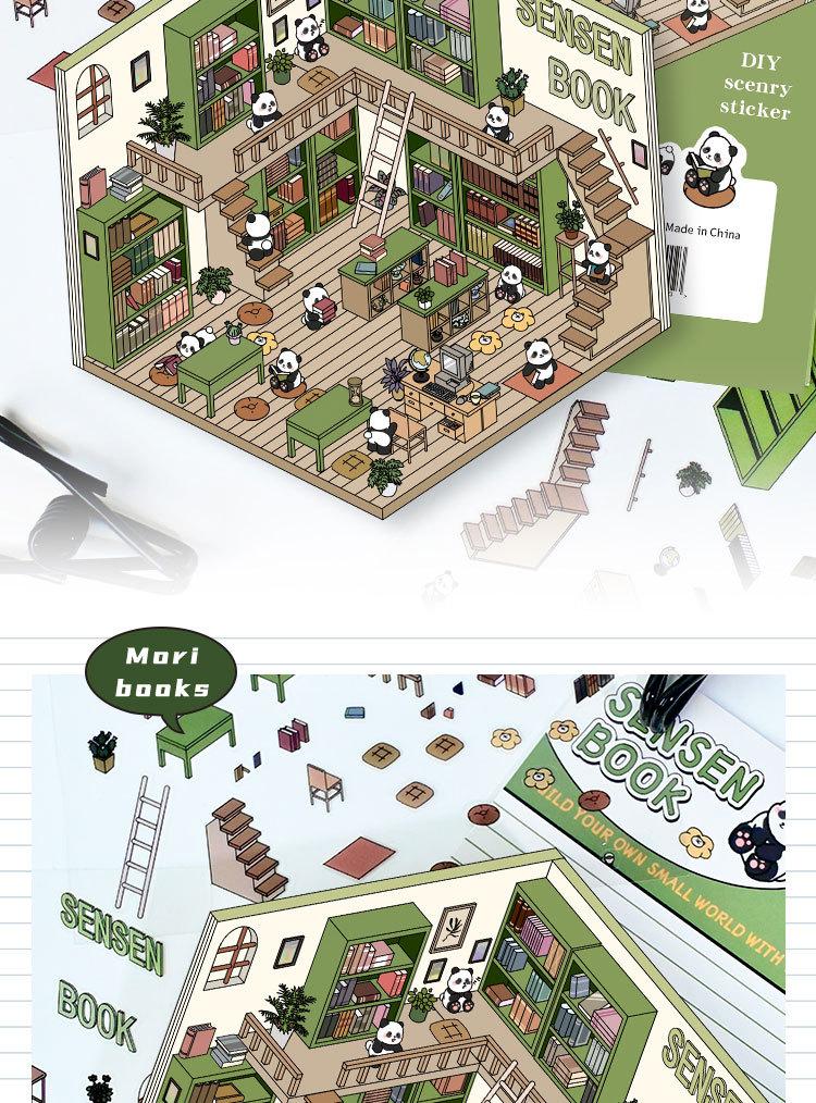 3D DIY Miniature Sticker Kit: 4 Enchanting Scenes (Pink Cottage, Penguin Ice Cream & More) + Free Tweezers | ASMR Crafting, Phone Case Decor, Creative Adult Home Gift