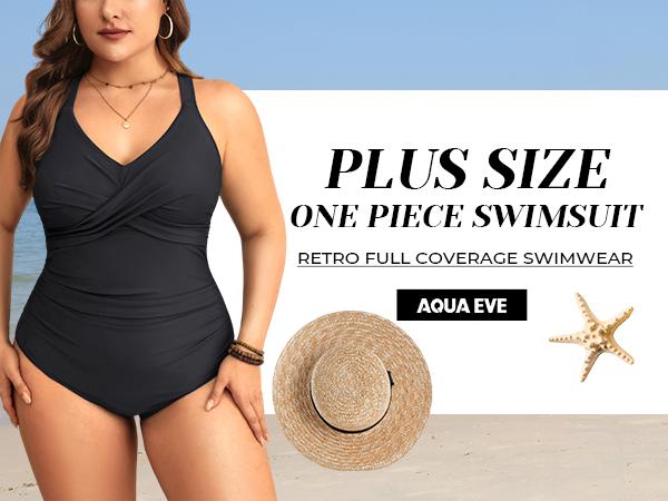 Aqua Eve Plus Size One Piece Swimsuit - Women's Tummy Control Bathing Suit Retro Full Coverage Swimwear 2026 Aqua Eve Plus Size One Piece Swimsuit - Women's Tummy Control Bathing Suit Retro Full Coverage Swimwear 2026