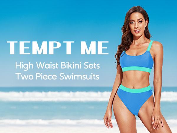 Tempt Me Women Two Piece High Waisted Bikini Swimsuits with Bottoms Teen Scoop Neck Sport Bathing Suits Plus Size Swimsuit Padded Push Up Swimsuit Swimwear with High Rise Cut Cheeky Bikini Bottom Tempt Me Women Two Piece High Waisted Bikini Swimsuits with Bottoms Teen Scoop Neck Sport Bathing Suits Plus Size Swimsuit Padded Push Up Swimsuit Swimwear with High Rise Cut Cheeky Bikini Bottom