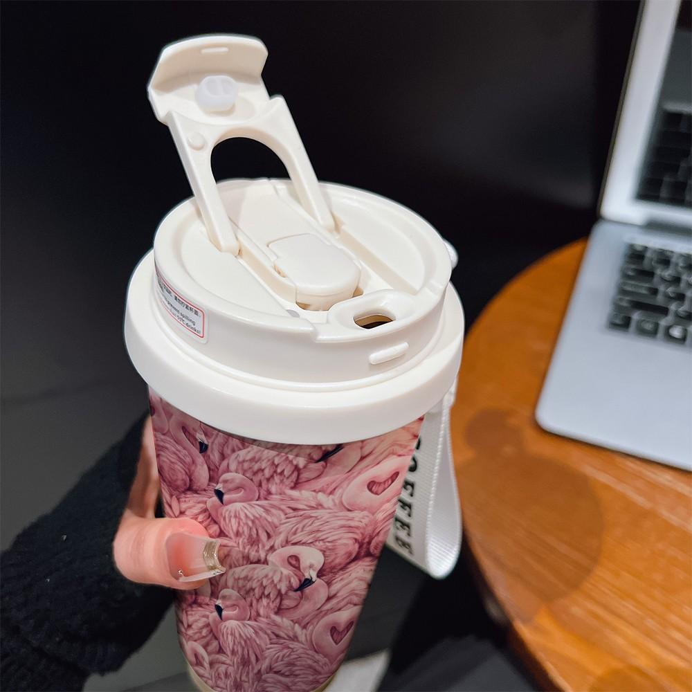 Abstract Peacock Pattern Coffee Cup, Portable Dual Drink Insulated Mug, Heat/cooling Travel Tumbler, Office & Outdoor Essential