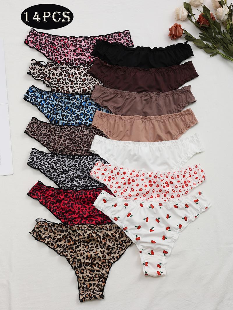 7PCS Bow, Milk Silk Women's Briefs