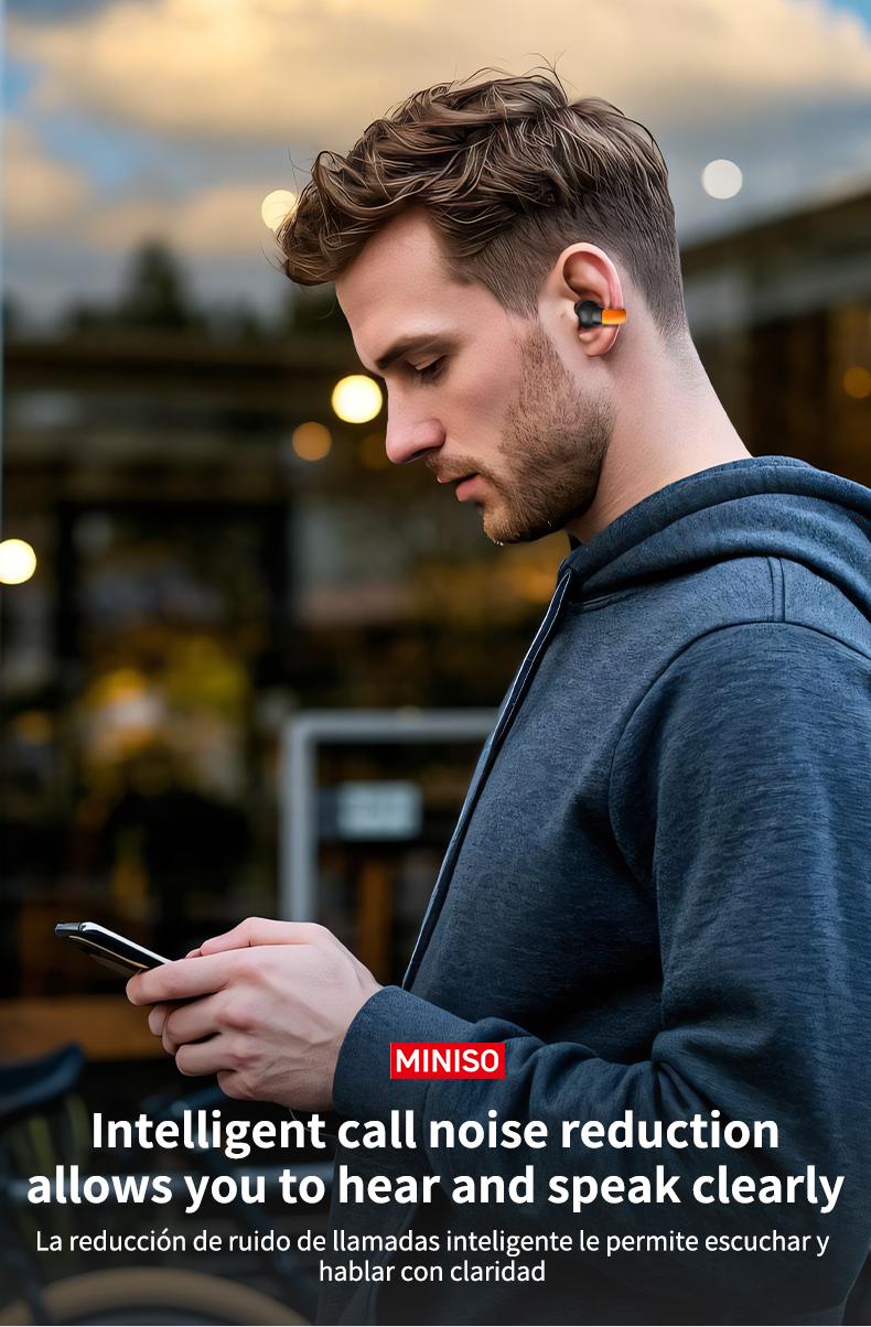 MINISO True Wireless Luminous Earphones MS191, Bluetooth 6.0 Open Earphones, Long Battery Life Wireless Ear Clip Earphones, Wireless Sports Earphones