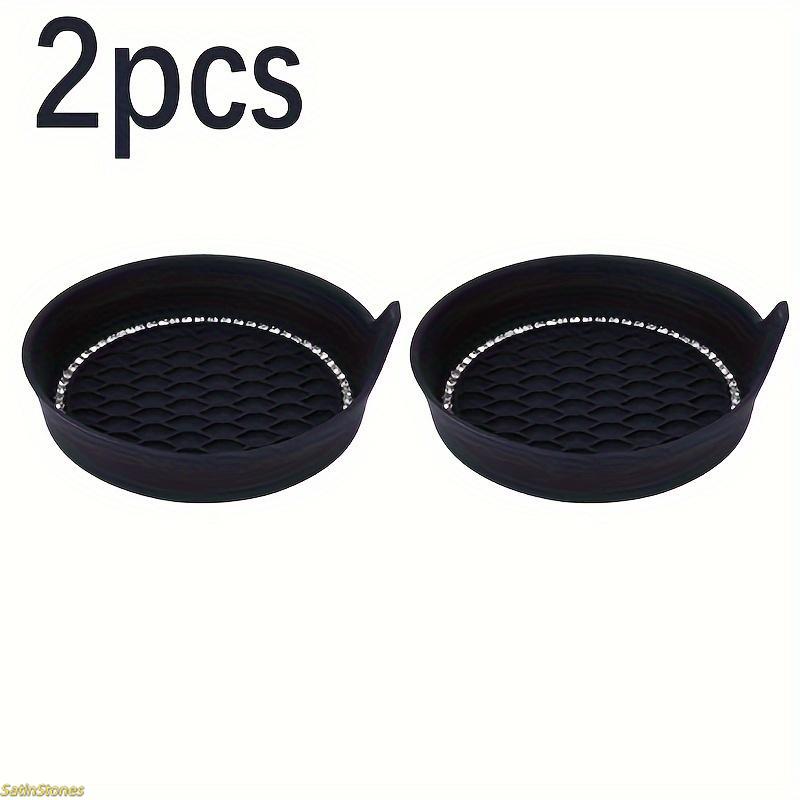 2 Pack Bling Rhinestone Car Cup Coasters, Non Slip Rubber Round Cup Mats, Stylish Auto Interior Decor Accessories for Universal Car Cup Holder Use