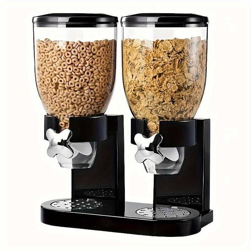 Dual-control dry food dispenser, leak-proof design, large capacity for storing grains, oats, rice, and nuts