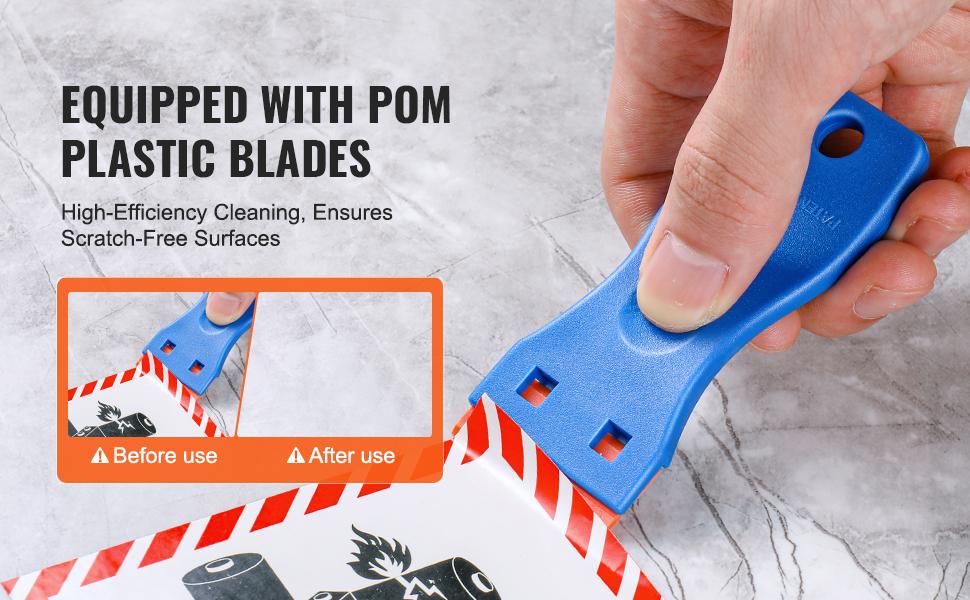 VEVOR Plastic Razor Blade Scraper, 2PCS Scraper Tool, 120PCS Plastic Blades, Cleaning Scraper Remover for Stickers, Decals, Adhesive, Labels, Paint from Glass, Car, Window, Caulk, No Scratches, Blue