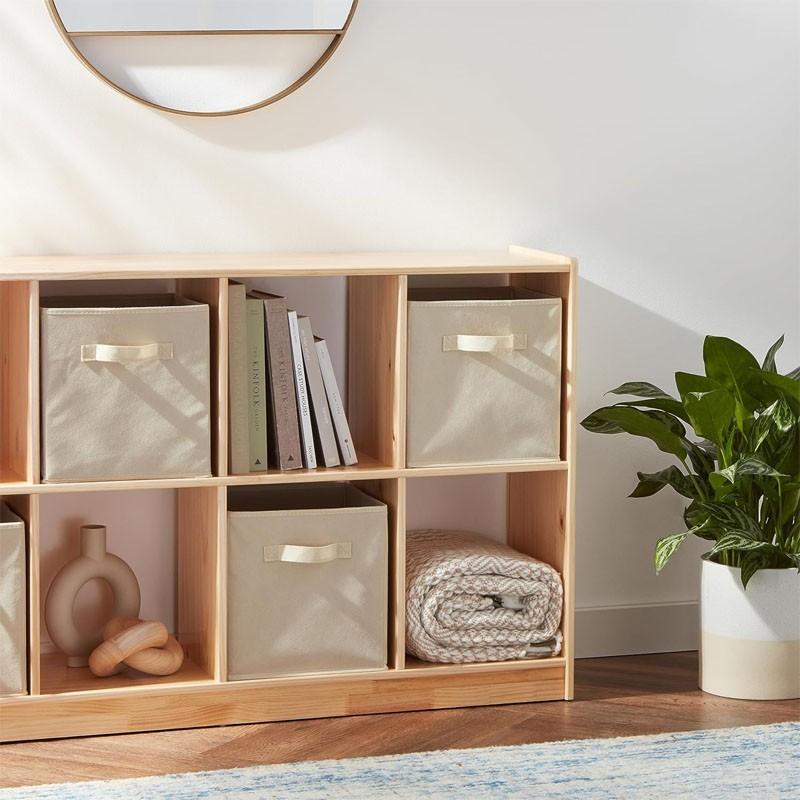 Basic Foldable Fabric Storage Cube Box with Handles, Durable, Size 10.5 X 10.5 X 11 Inches, Set of 6, Collapsible Storage Boxes