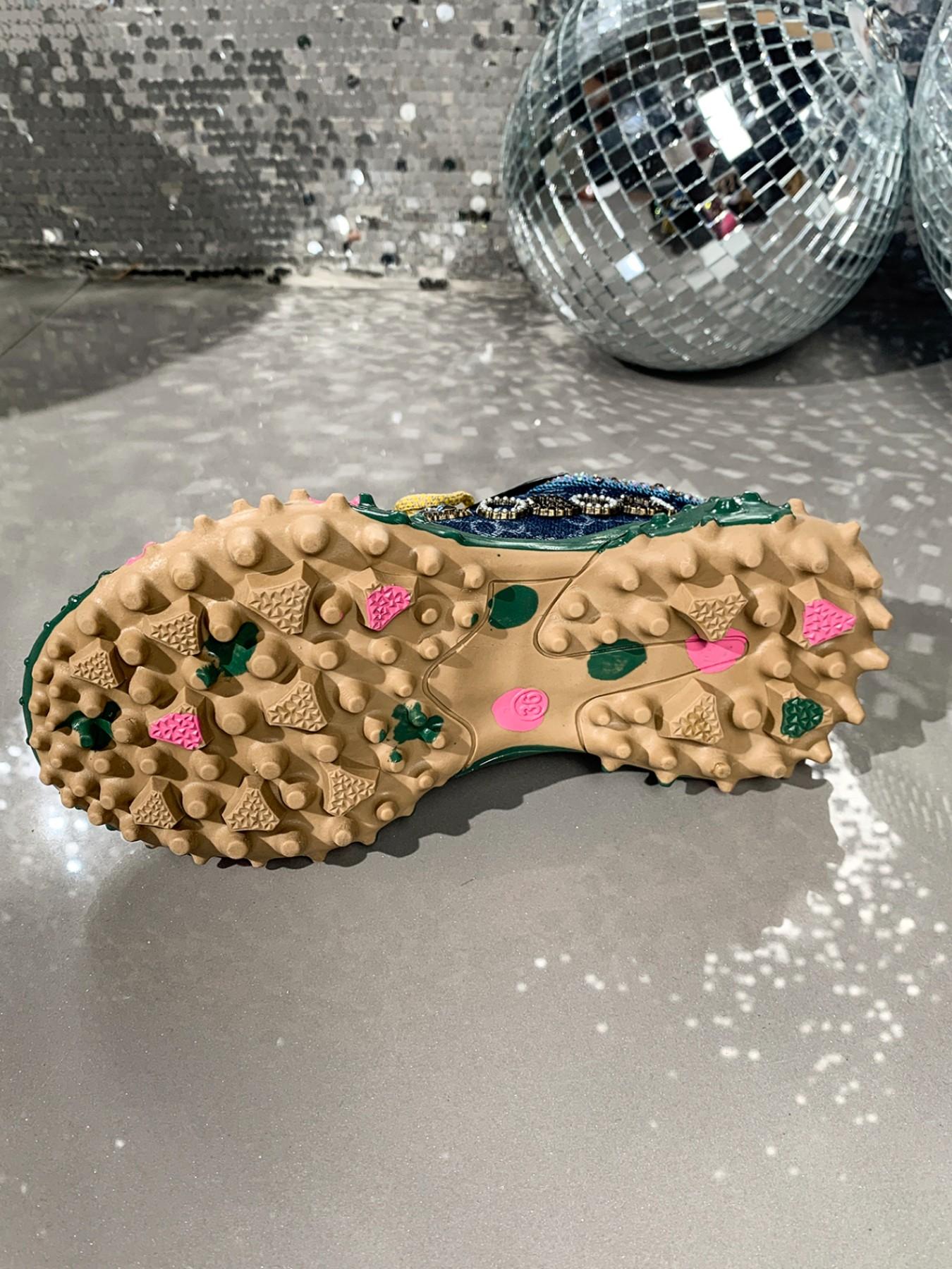 Vintage Colorblock Thick Sole Fashion Shoes, Unique Design Sequins Casual Sports Sneakers, Stylish Low-Top Footwear for Women & Men