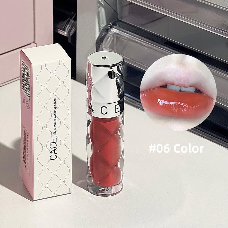 Silver Tube Mirror Finish Lip Gloss, Long-Lasting Hydrating Lips, 6 Colors Available, Suitable for Various Makeup Looks and Skin Types