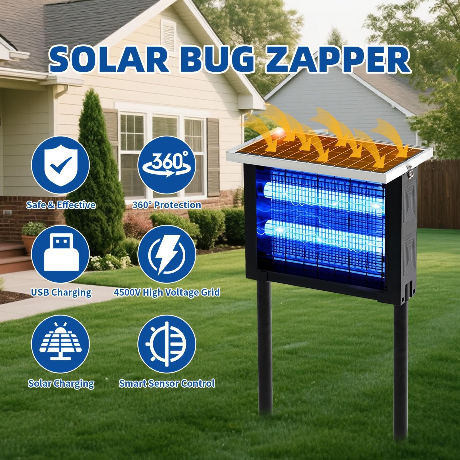 Solar Bug Zapper Outdoor for 2000 sq.ft Portable Rechargeable Mosquito Zapper with High Powered LED Light
