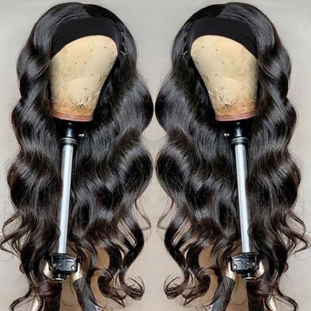 Bling Hair Headband Wig Real Hair Wave Wig 180% Density Remy Real Hair Wigs For Women Brazilian Ready To Wear Wig Headbands