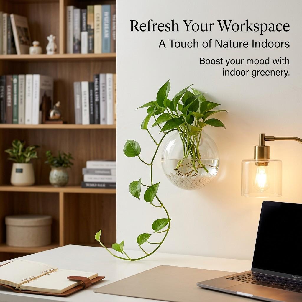 Creative Wall-Mounted Glass Vase Set, Hanging Plant Water Culture Decor, Simple Living Room Wall Decoration, 2 Pieces