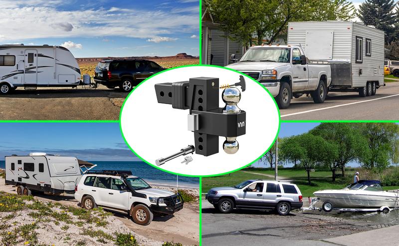 VNN Drop Hitch 2.5 Inch Receiver, Dual-Ball(2'', 2-5/16''), Fits 2.5 Hitch Receiver, 6-10 Inch Drop Hitch, 18,500 LBS GTW-Drop Hitch for Trucks, Heavy Duty Solid Ball Mount, Black