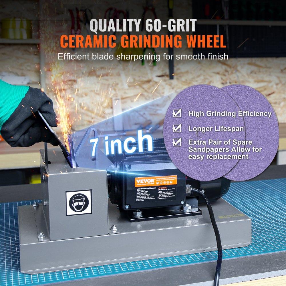 2/3HP 500W & 1HP 750W Lawn Mower Blade Sharpeners, 7/9-inch Ceramic Grinding Wheel, Powerful Bench Sharpening Machines for High/Low Lift, Gator, & Flat Blades