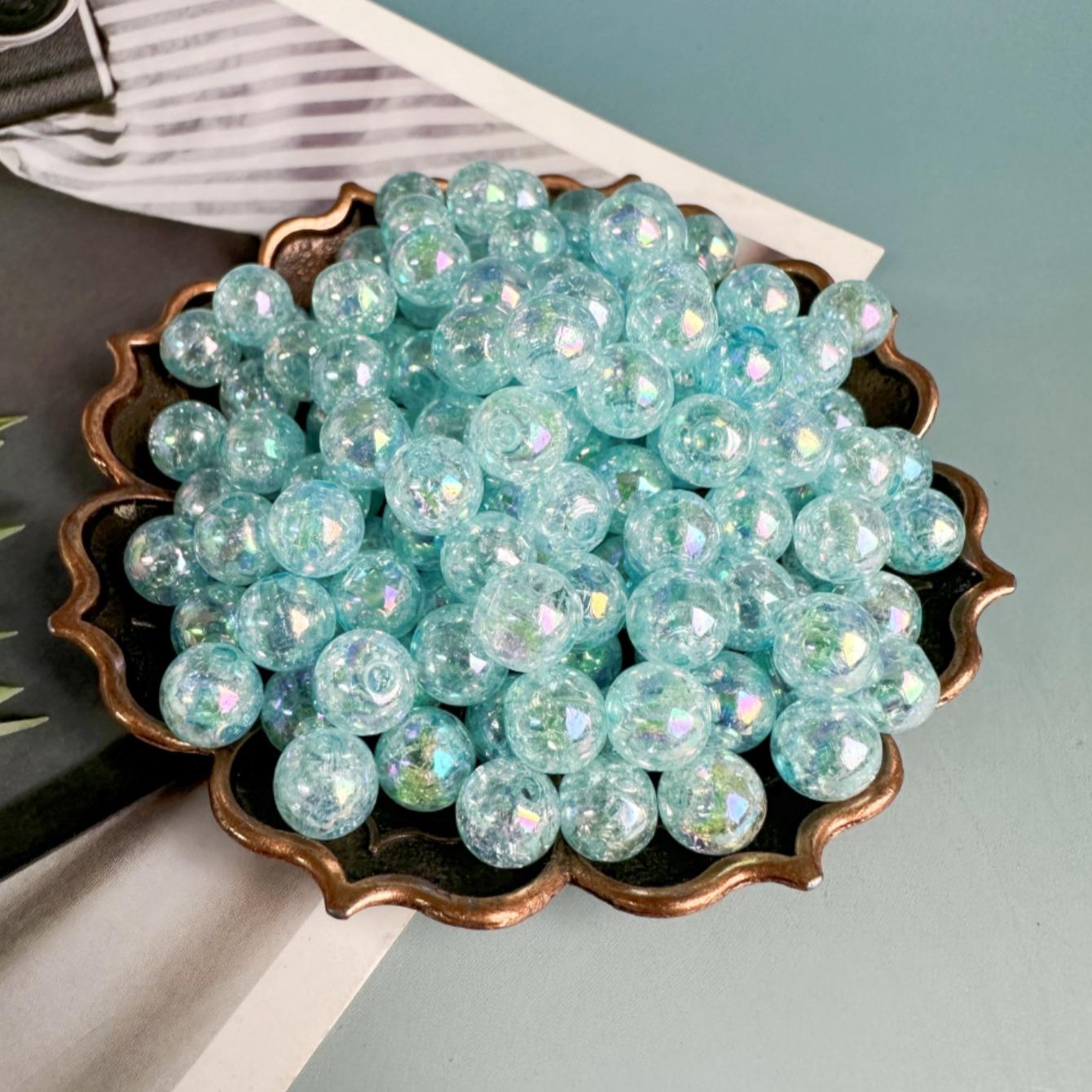 8mm/10mm Glitter Bead (100pcs/set), DIY Bead Charm Accessory for Necklace & Bracelet & Phone Bag Pendant, Jewelry Making Supplies for Women & Teenager