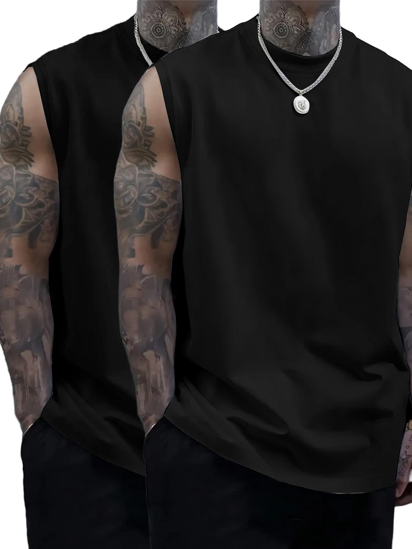 Men's Solid Color Round Neck Tank Top, Loose Casual Comfy Classic Crew Neck Sleeveless Top for Summer, Men's Clothes for Daily Wear, Casual Loose Fit Men's Solid Color Round Neck Tank Top, Loose Casual Comfy Classic Crew Neck Sleeveless Top for Summer, Men's Clothes for Daily Wear, Casual Loose Fit