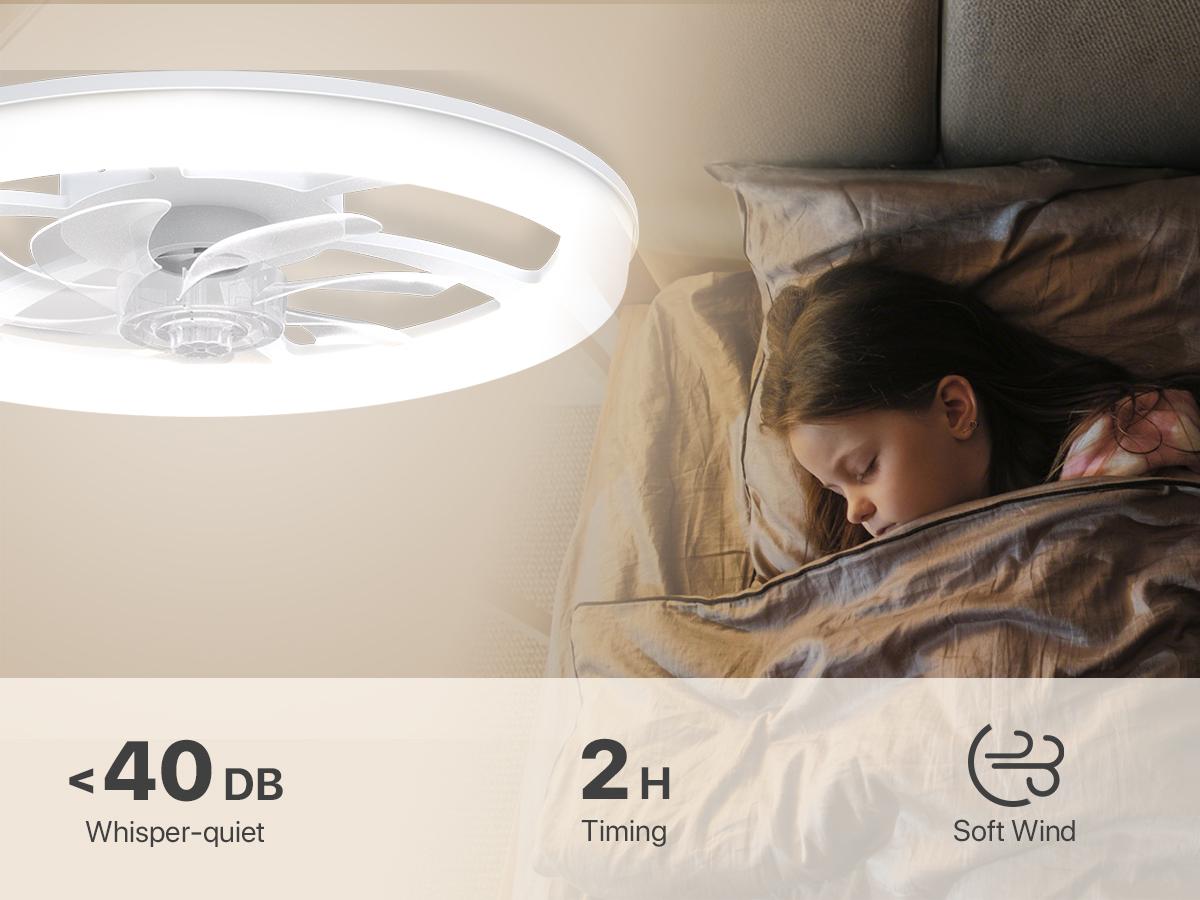 GLITGATE Smartiling Modern LED Ceiling Fan with Light & Remote - 6-Speed, 3 Color Temperatures, Dimmable Brightness, Timer Function, App & Remote Control, Flush Mount Design for Bedroom & Living Room