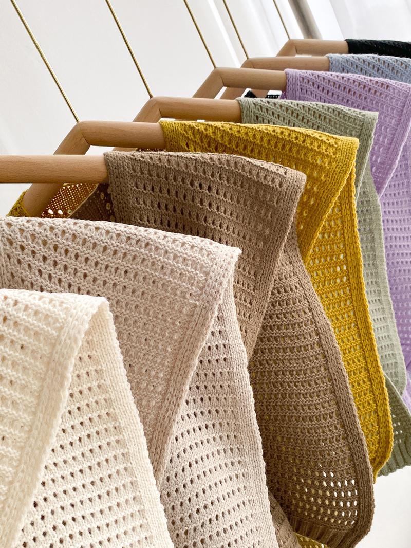 Solid Color Knit Shawl, Knitted Scarf, Casual Lightweight Scarf Shawl for Women, Fashion Elegant Shawl for Daily Wear, Trendy All-match & Exquisite Scarf for Birthday Gift