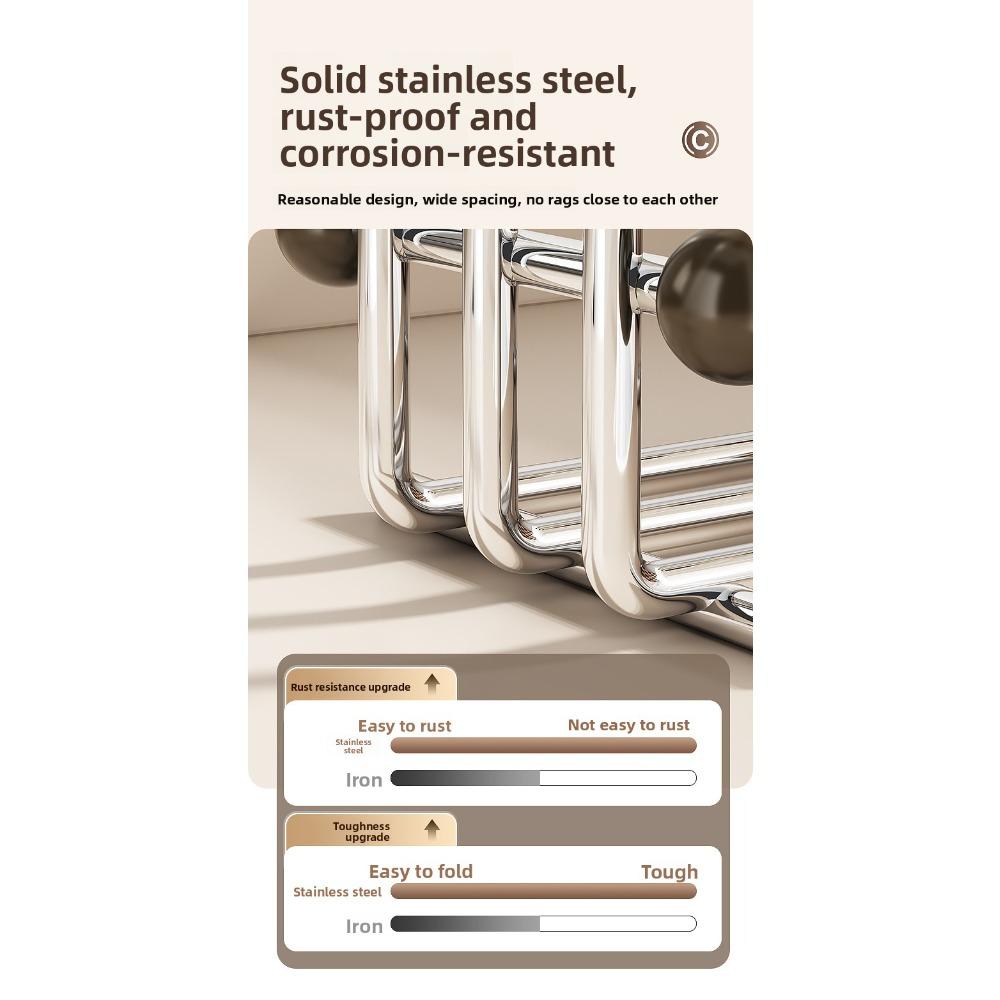 Kitchen stainless steel countertop organizer, household multi-layer storage rack with drain tray, rag holder, corner shelf for countertop, kitchen organizer, kitchen storage rack