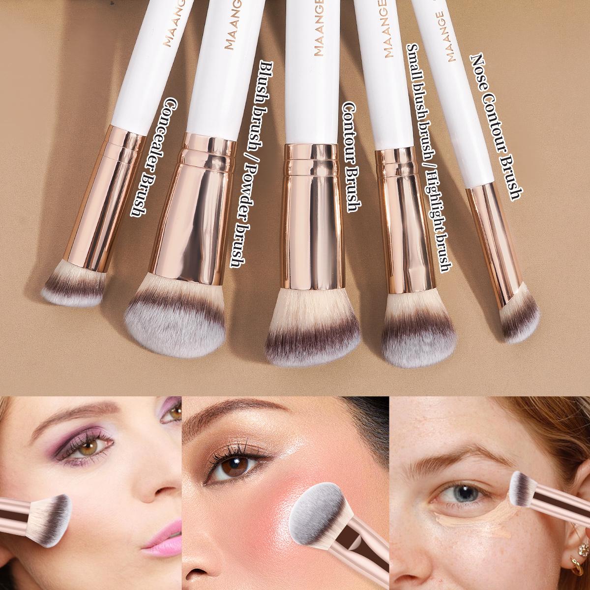 MAANGE 5pcs Professional Makeup Brush Set, Powder Brush Blush Brush Contour Brush Concealer Brush Nose Contour Brush Highlight Brush, Essential Cosmetic Accessory for Beauty Routine, Gift for Women & Girls, Cosmetic Brushes, Brush Makeup Kit