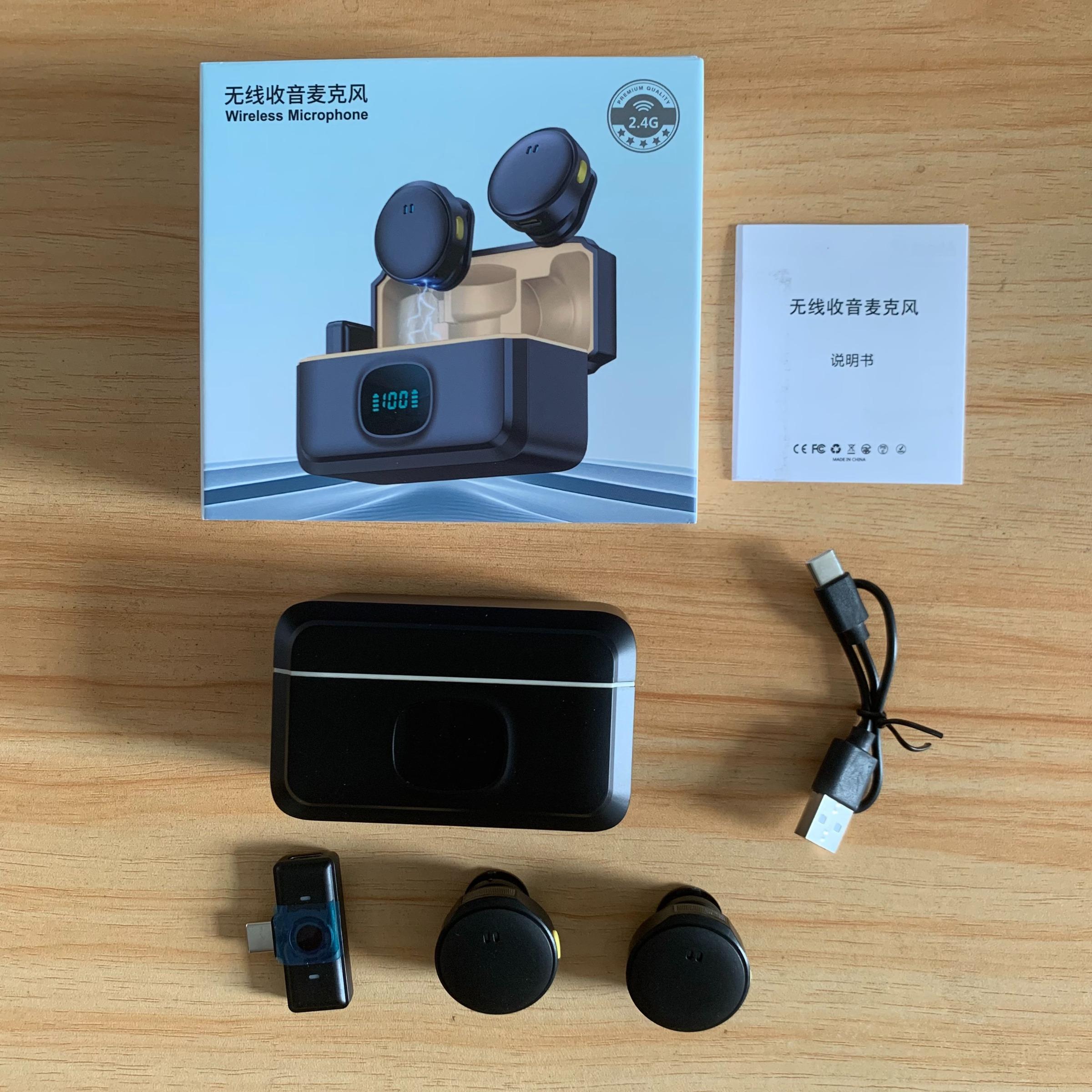 Lapel Lavalier Professional Dual Wireless Microphone Buttonhole Tie Mic Mini For iPhone Android Phone Cell Mobile PC Micro Audio USB Rechargeable Mic