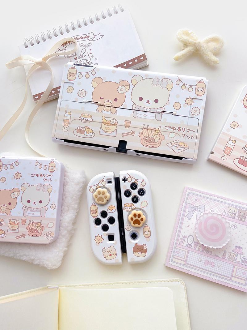 Ins Style Original Switch Protective Cover Cute Bear Oled Controller Cover Can Be Inserted Dock for Nintendo Switch Joy-Con