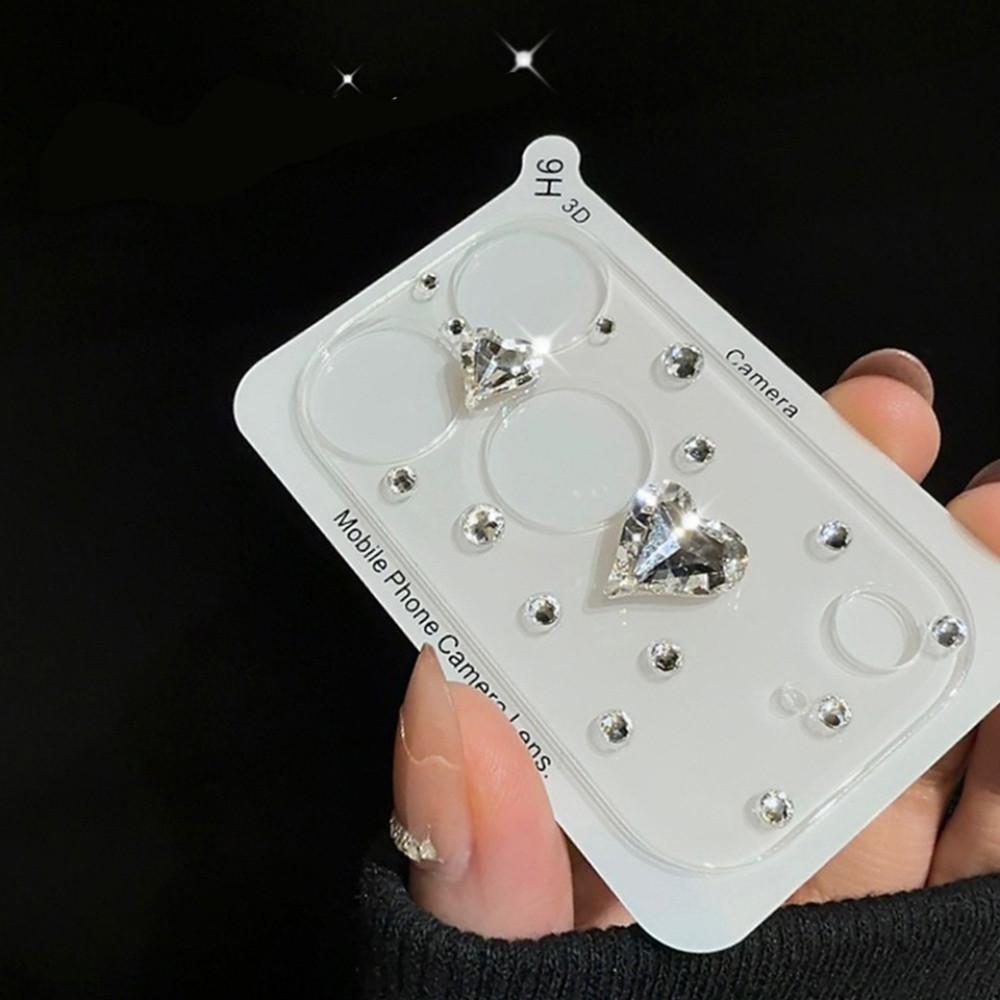 Diamond 3D Bow Heart Glass Camera Protector Case for iPhone 17 Pro Max 17Pro Lens Film Clear HD Full Cover