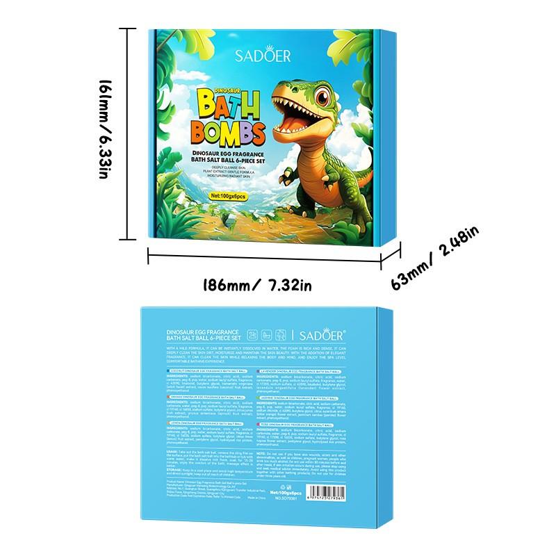 Bath Bombs with Dinosaur Surprise Toys, 6-Pack Gift Set, Mother's Day Child's Day Present, Bubble Bath & Toy, Skin Repair