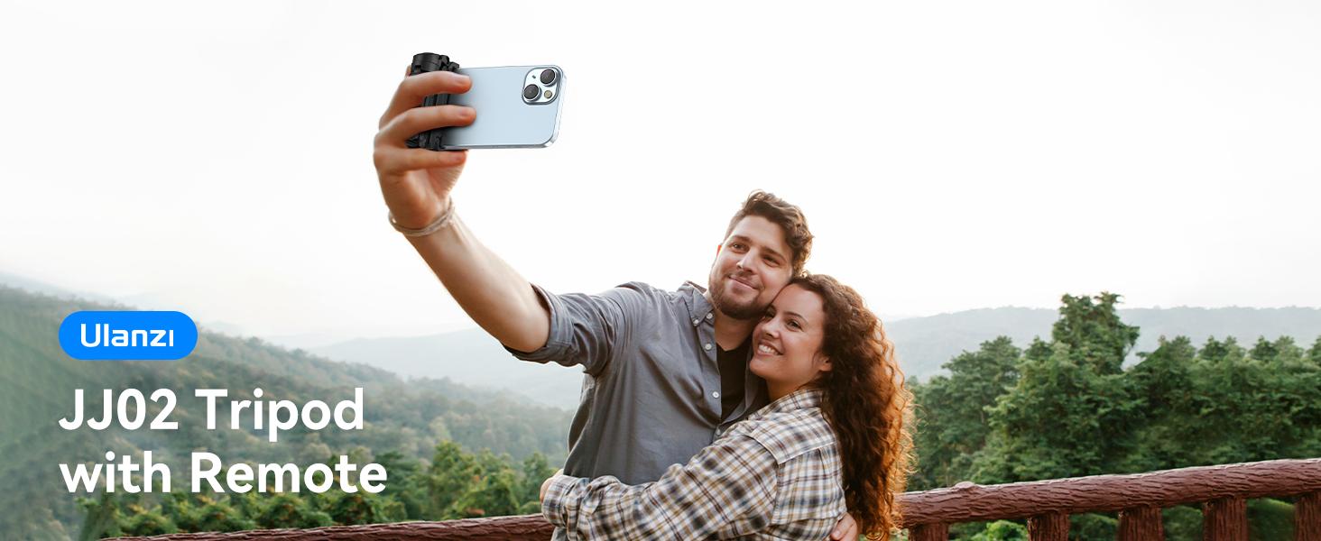 ULANZI JJ02 Selfie Stick Tripod, Extendable Grip Phone Tripod with Detachable Remote Pocket Size, Cellphone Accessories, 3-in-1 Mini Phone Grip 2 Cold Shoe, 10m/393.7'' Wireless Shutter, Vlog Livestreaming Photography