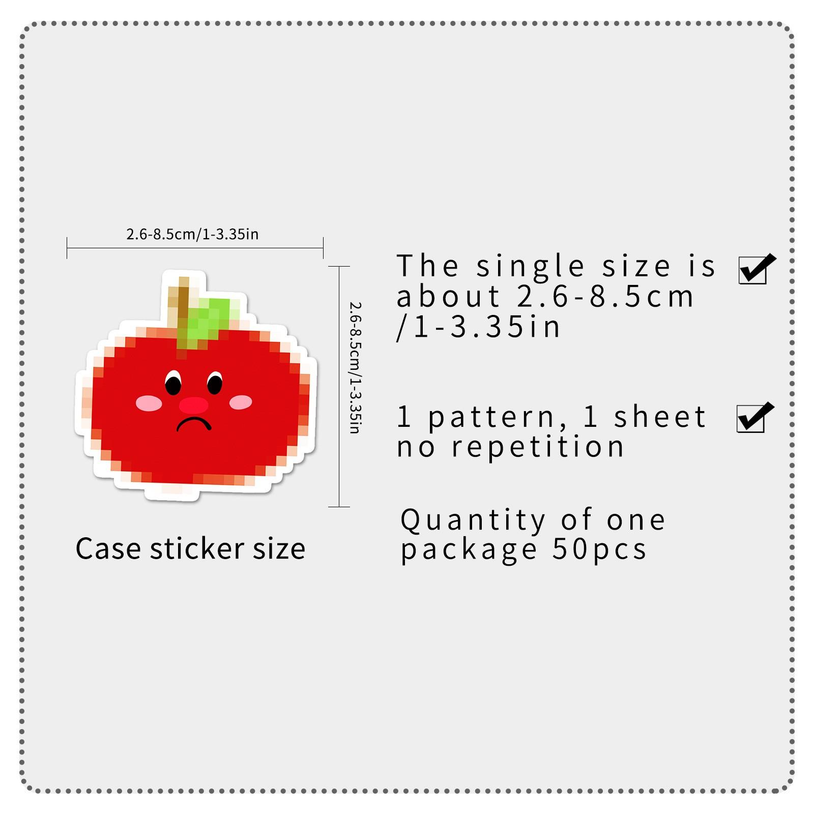 50pcs Cute Apple Stickers, Kawaii Apple Waterproof Vinyl Decals, Cartoon Fruit Stickers for Laptop, Water Bottle, Luggage, DIY Scrapbook, Journal