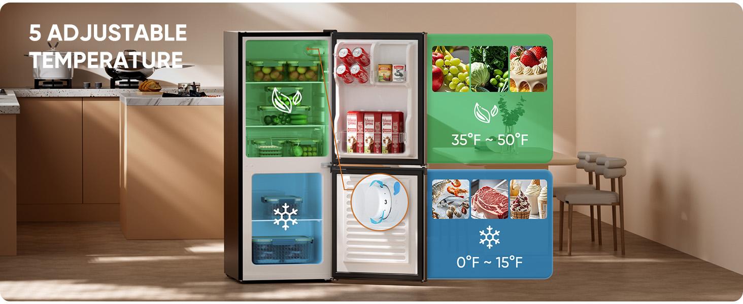 Upstreman mini fridges BM40 Small Refrigerator with Bottom Freezer Double Door Mini Fridge for Kitchen Apartment Dorm Office Space-Smart Design Precision Cooling Whisper-Quiet Efficient Customizable Storage 2.75 Cu.Ft + 1.27 Cu.Ft