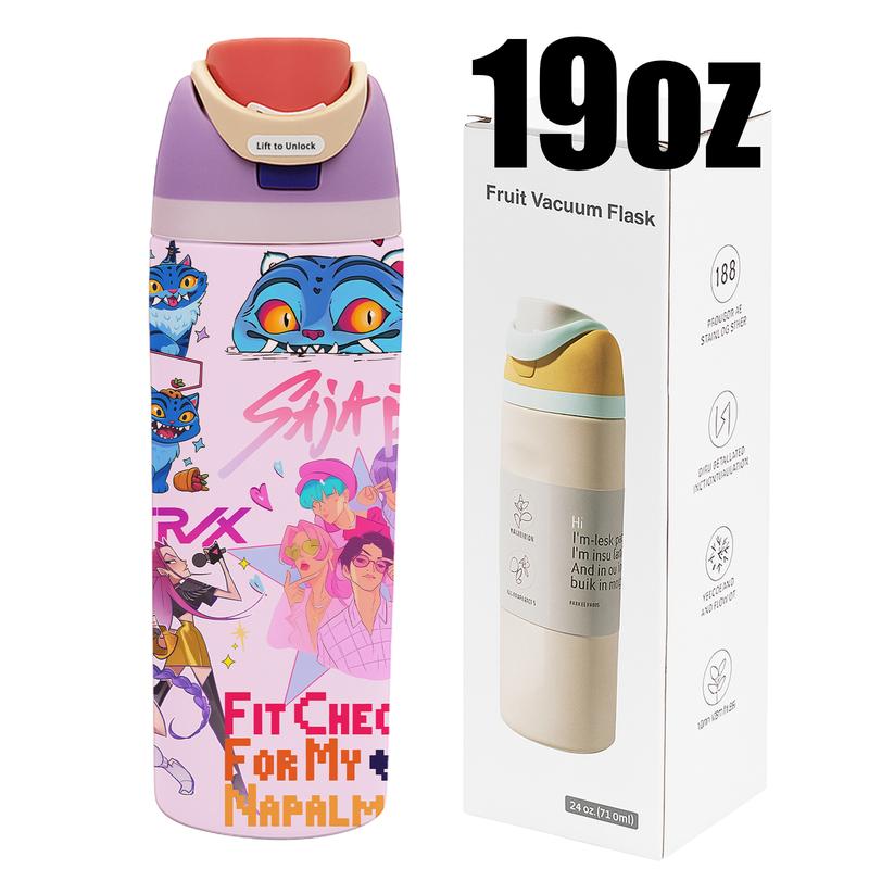 Double Layer Stainless Steel Insulated Cup, Vacuum Insulated Tumbler, Leak-Proof Design, Keeps Warm 12 Hours Cold 24 Hours, Perfect for Coffee Tea Juice,Demon Hunters Kpop Merch