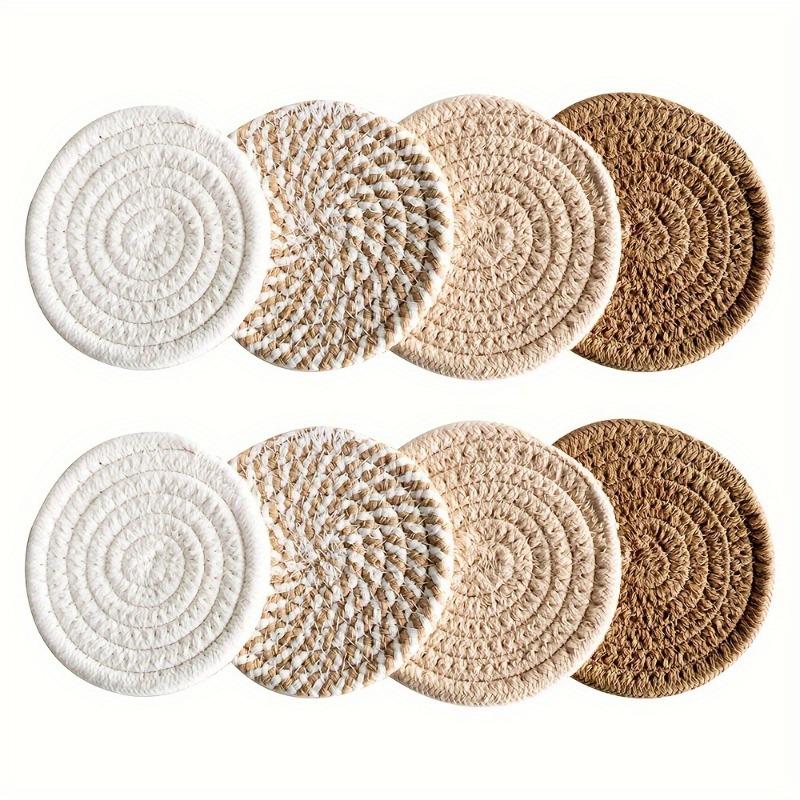 8pcs Absorbent Round Kitchen Coasters Set, Minimalist Drink Mats for Coffee Table Home Decor, Bar Housewarming Gift