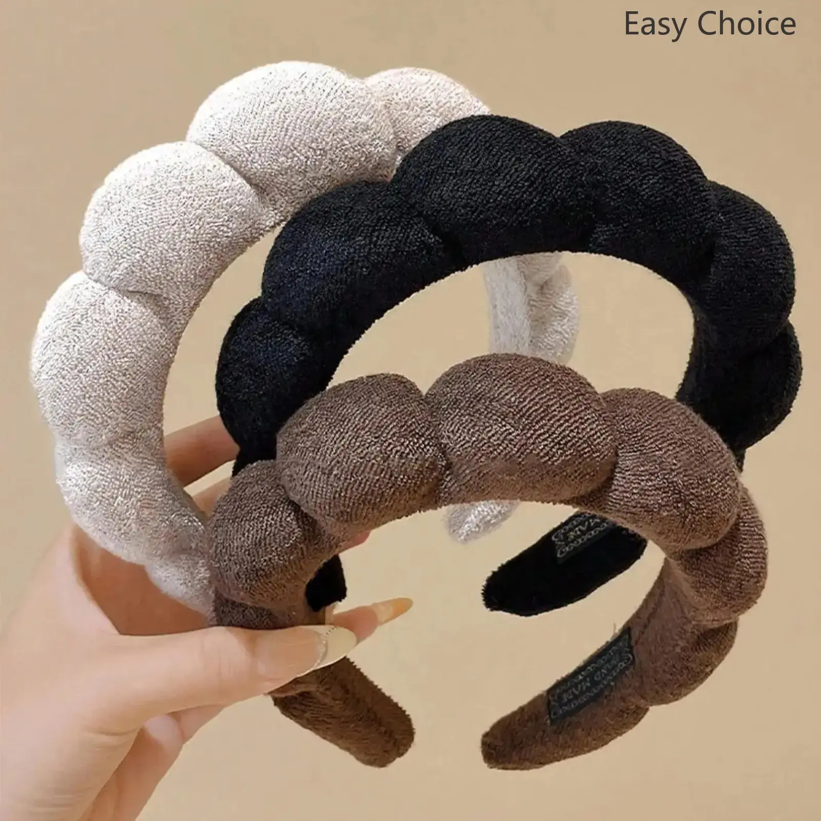 2Pcs Women's Cloud-Shaped Sponge-Padded Headband Accessory - Soft Plush No-Slip Hair Styling Headband for Face Washing, Skincare - Thick Hair-Friendly Minimalist All-Season Makeup Accessory, No Slip Headbands