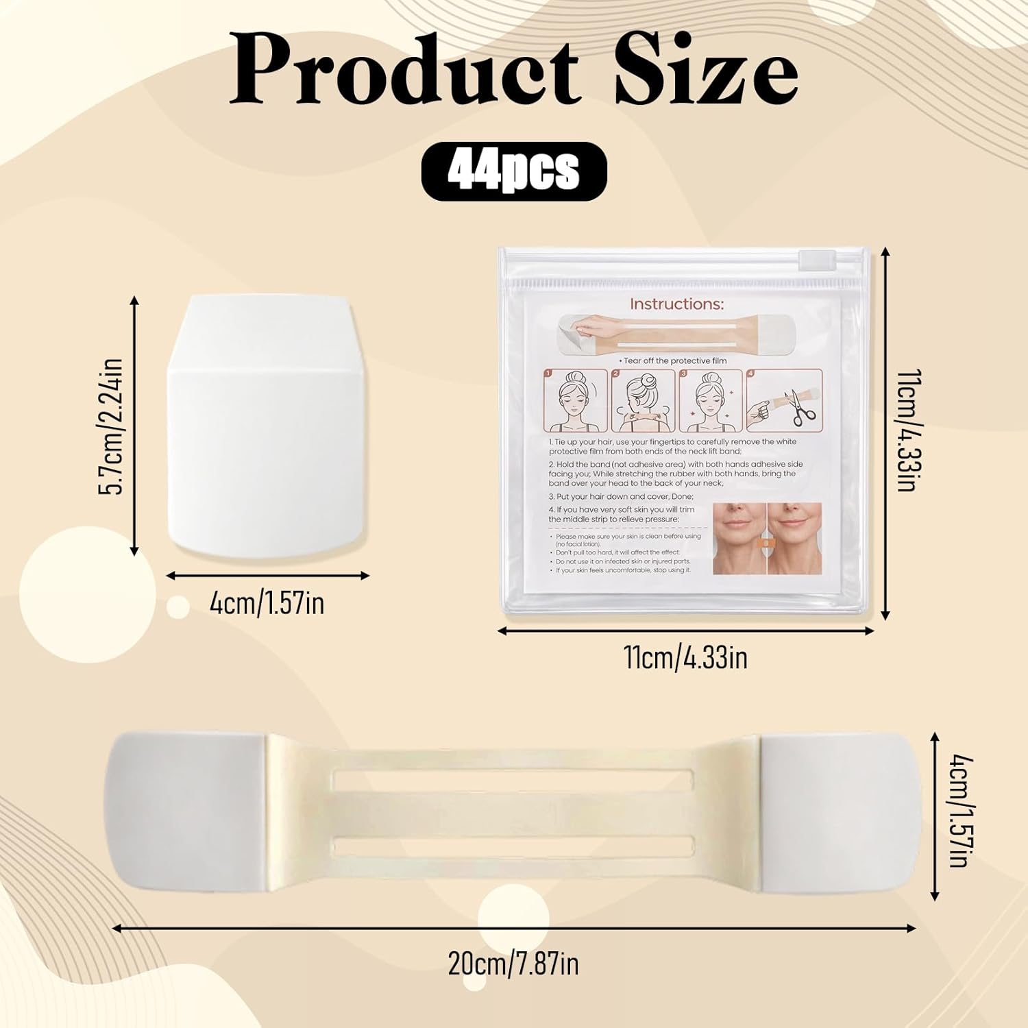 24pcs Neck Lift Tape, High Elastic Waterproof Reusable Adhesive Strips for Instant Sagging Skin Tightening, Daily Face Jaw Smoothing, Double Chin & Fine Lines Improvement, Breathable Skincare Tool