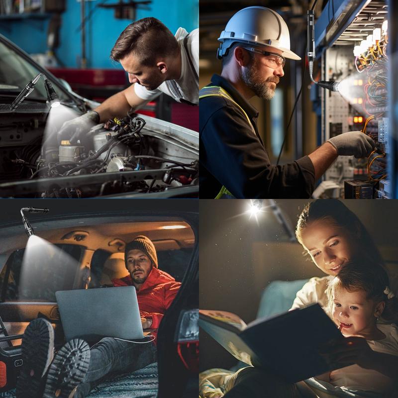 【HolidayHaul】Extendable and Flexible Magnetic Flashlight, Pickup Tool with 3 LED Light, 360° Degree Flexible Neck, Extendable Neck up to 22 Inches, Gift for Engineers, Mechanics, Father
